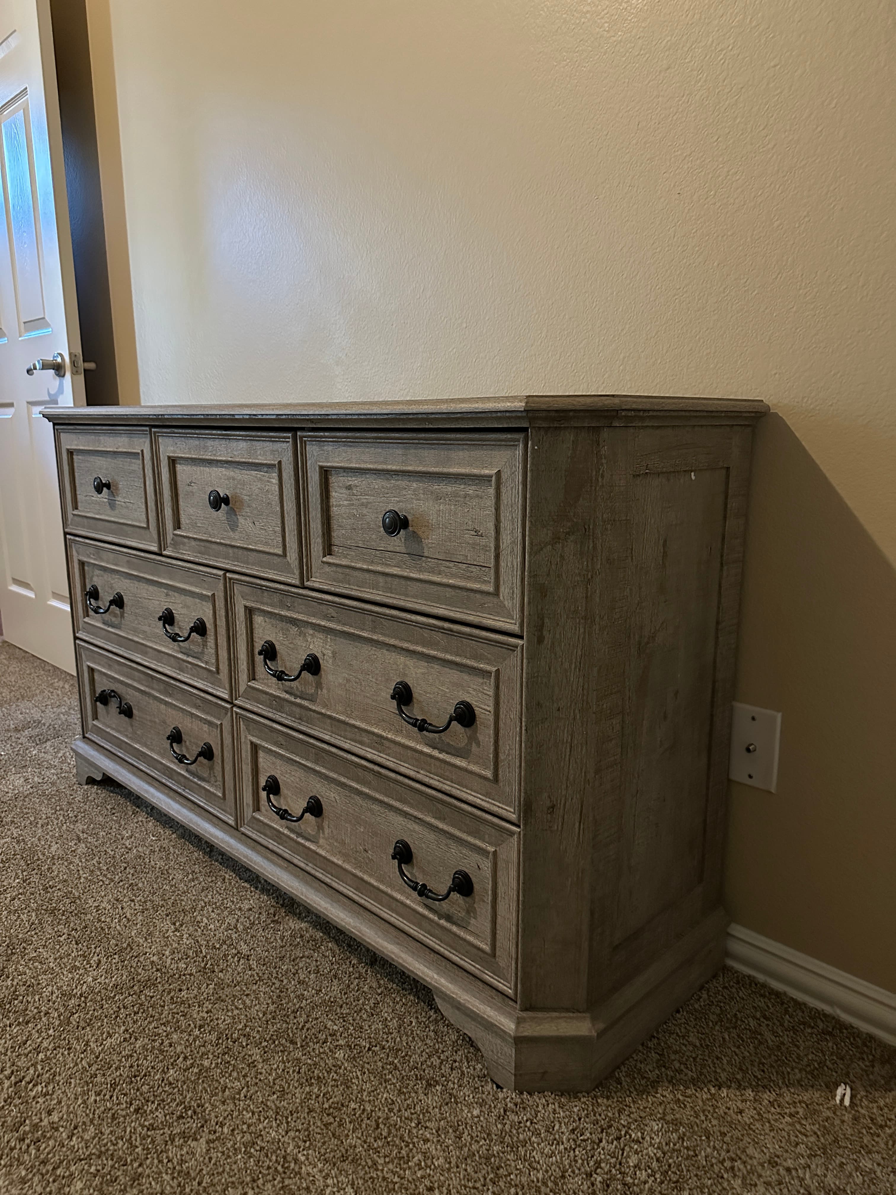 Tall wooden dresser with 12 drawers
